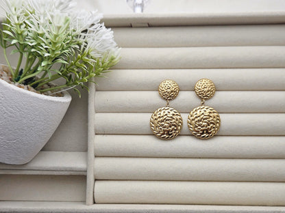 Textured Gold Statement Earrings – Vivoura Jewellery