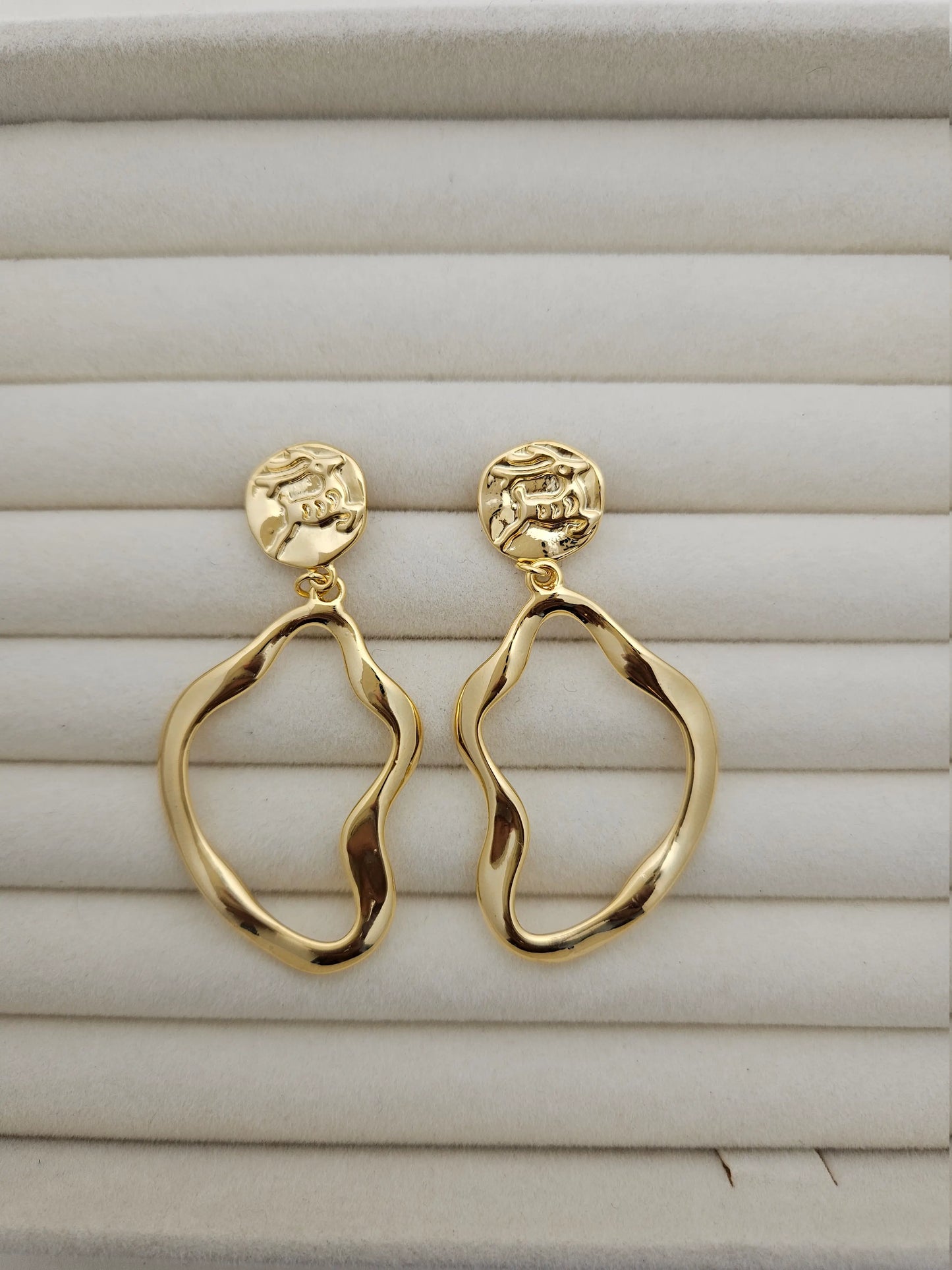 Abstract Gold Drop Earrings – Sculptural Statement by Vivoura Jewellery