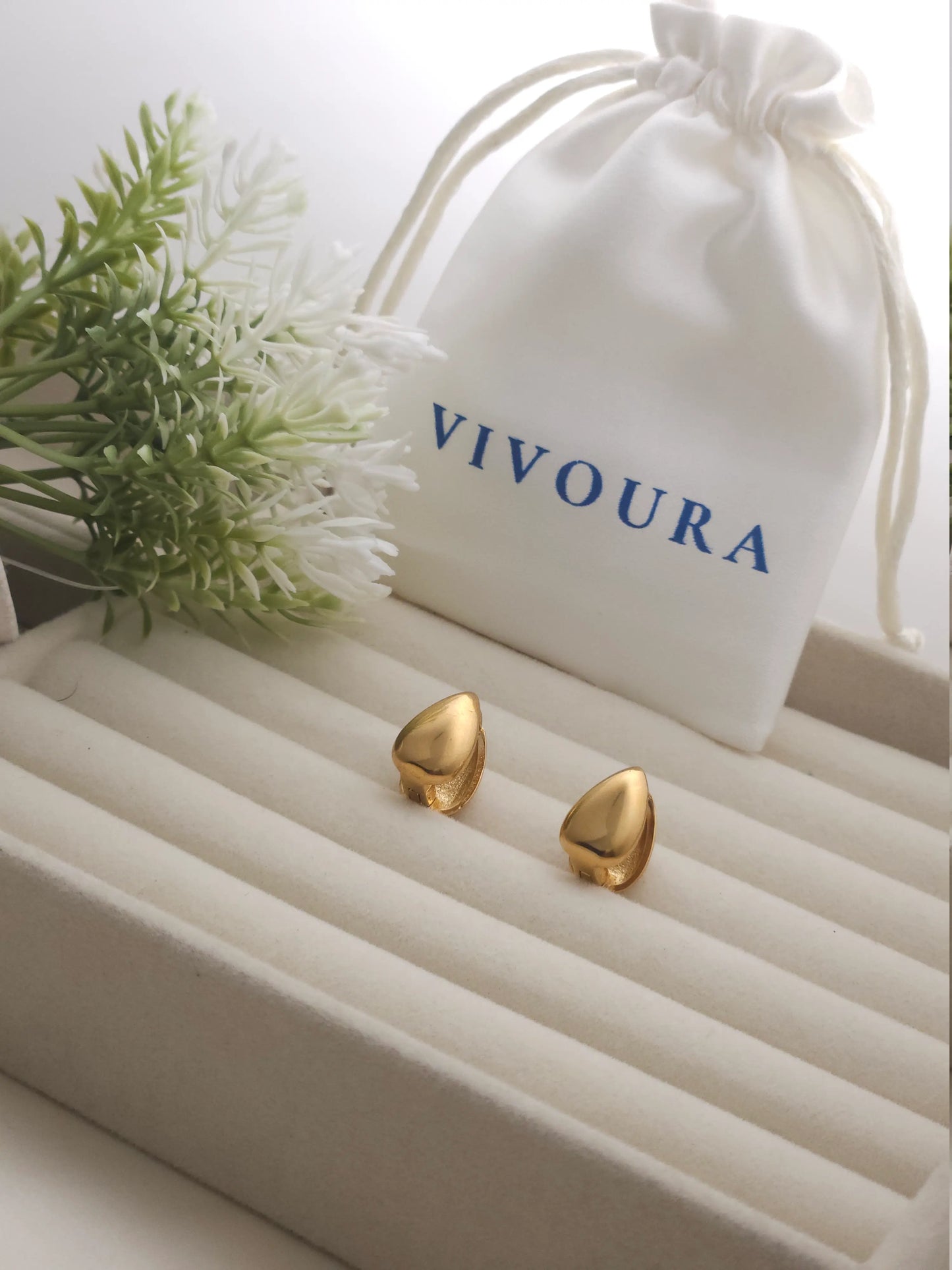 Gold Teardrop Stud Earrings – Bold & Minimal Statement | Vivoura Jewellery