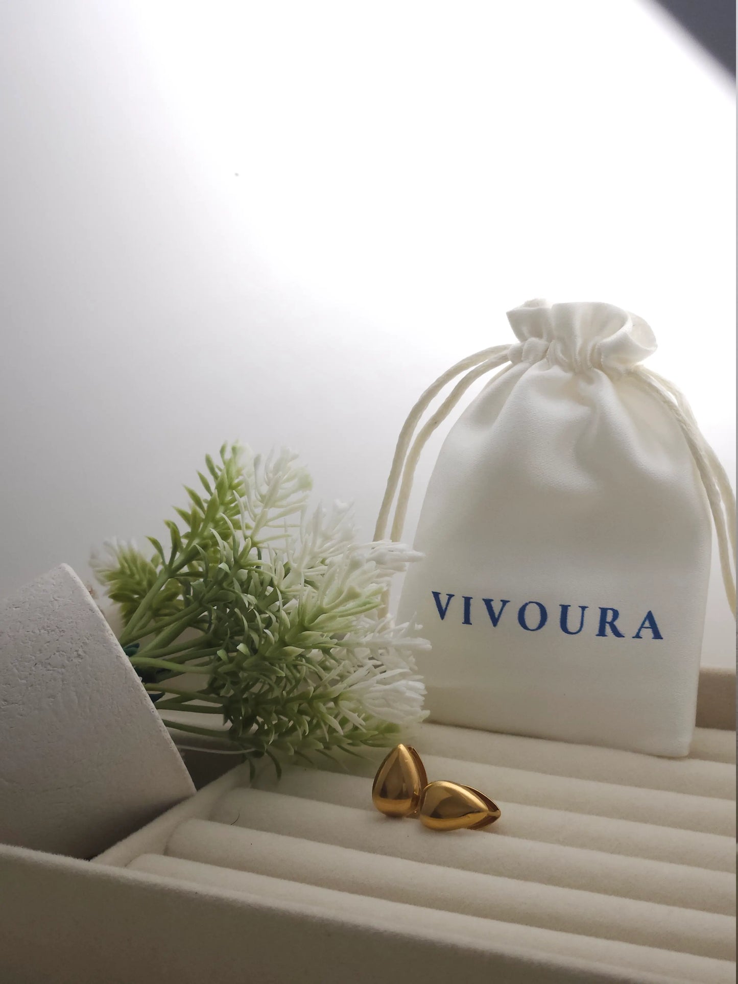 Gold Teardrop Stud Earrings – Bold & Minimal Statement | Vivoura Jewellery