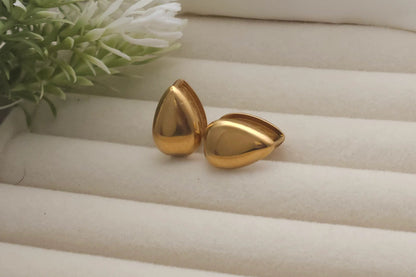 Gold Teardrop Stud Earrings – Bold & Minimal Statement | Vivoura Jewellery