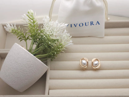 Rose Gold Pearl Stud Earrings for Women – Vivoura