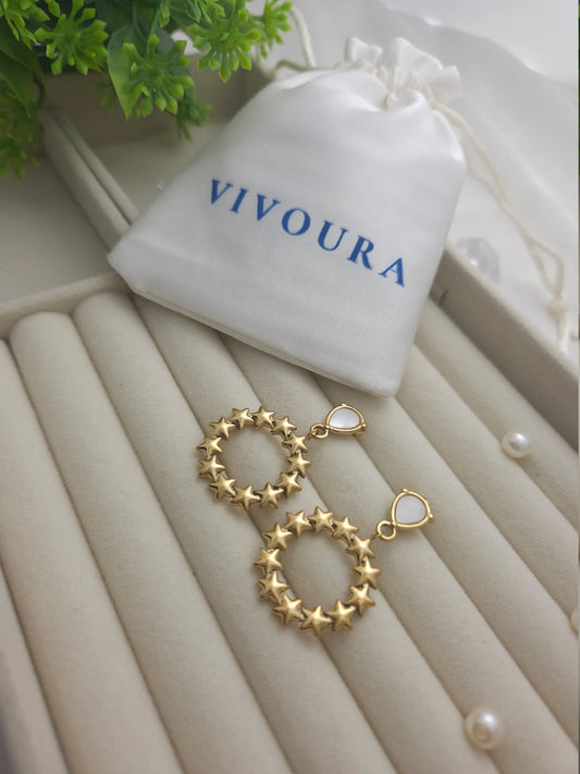 Gold Star Hoop Earrings with Faux Pearl – Vivoura Jewellery