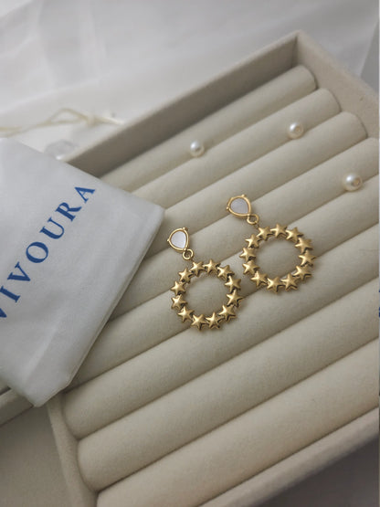 Gold Star Hoop Earrings with Faux Pearl – Vivoura Jewellery