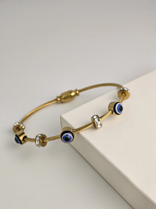 Gold Evil Eye Bracelet with Crystals – Protective Charm Jewelry | Vivoura Jewellery