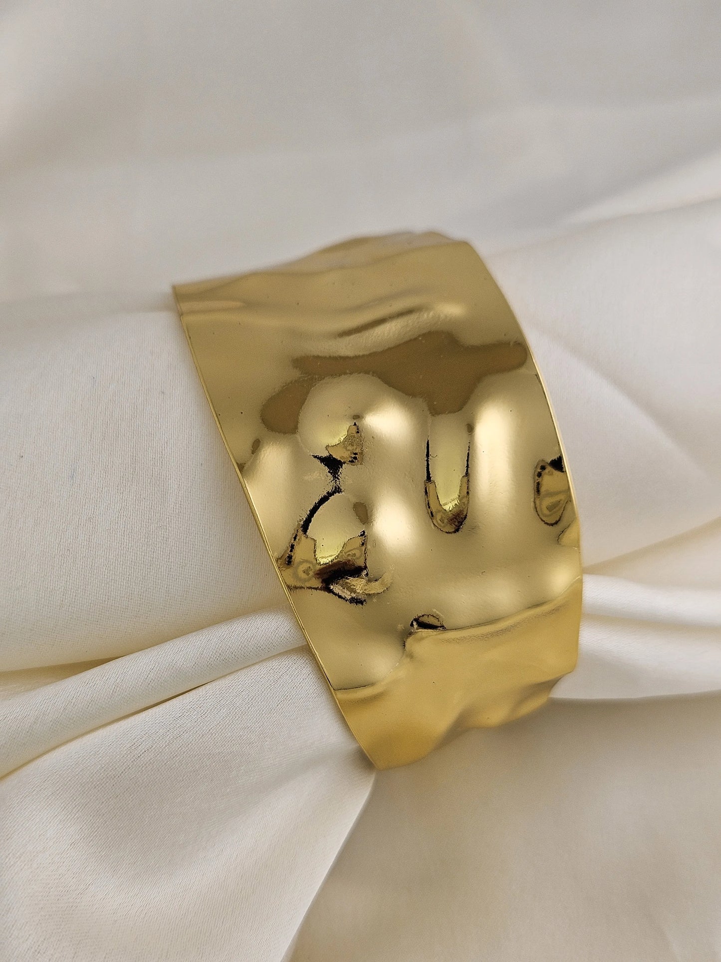 Hammered Gold Cuff Bracelet – Elegant Statement Jewelry | Vivoura Jewellery