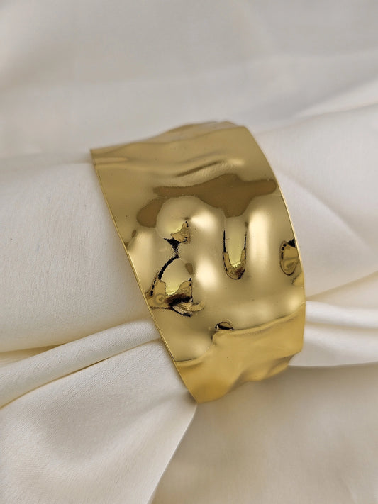 Hammered Gold Cuff Bracelet – Elegant Statement Jewelry | Vivoura Jewellery