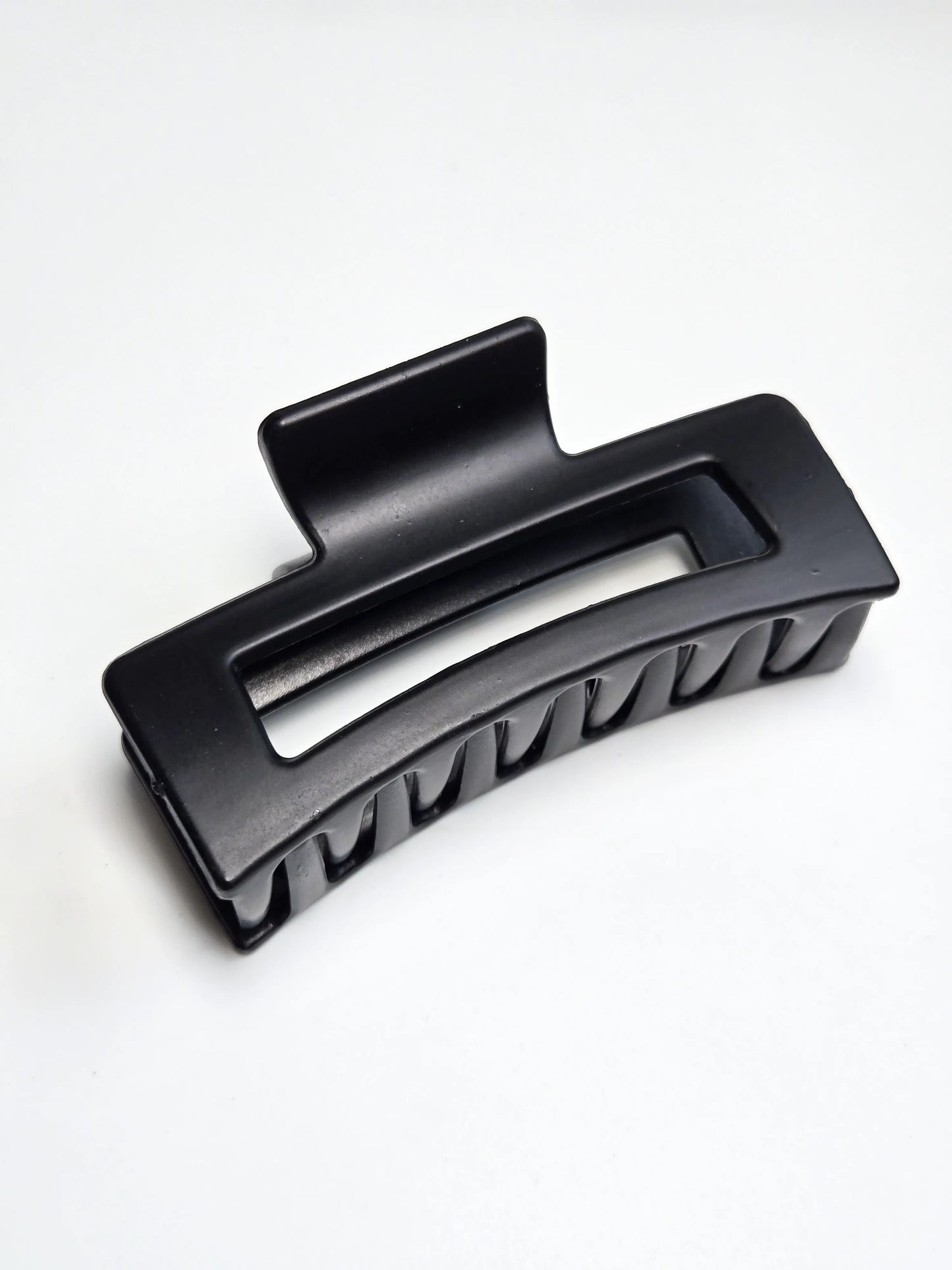 Matte Black Rectangle Hair Claw Clips for Women – Strong Hold, Minimalist Styling Accessories (Set of 2)