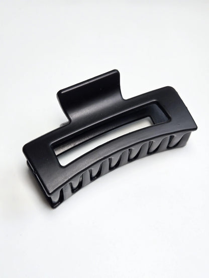 Matte Black Rectangle Hair Claw Clips for Women – Strong Hold, Minimalist Styling Accessories (Set of 2)