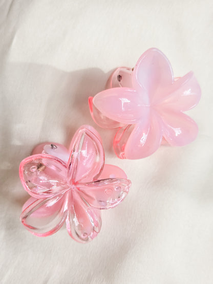 Dual Tone Pastel Flower Hair Claw Clips – Cute Transparent Acrylic Hair Accessories for Women & Girls