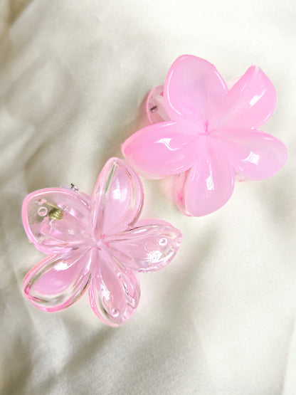 Dual Tone Pastel Flower Hair Claw Clips – Cute Transparent Acrylic Hair Accessories for Women & Girls