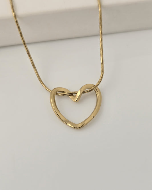 Gold Open Heart Necklace | Minimalist Pendant by Vivoura Jewellery