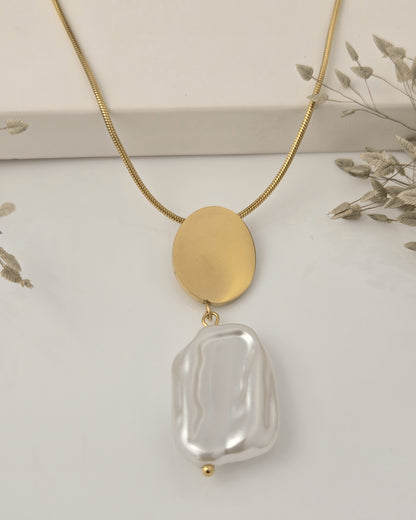 Gold & Pearl Drop Necklace | Modern Statement Piece by Vivoura Jewellery