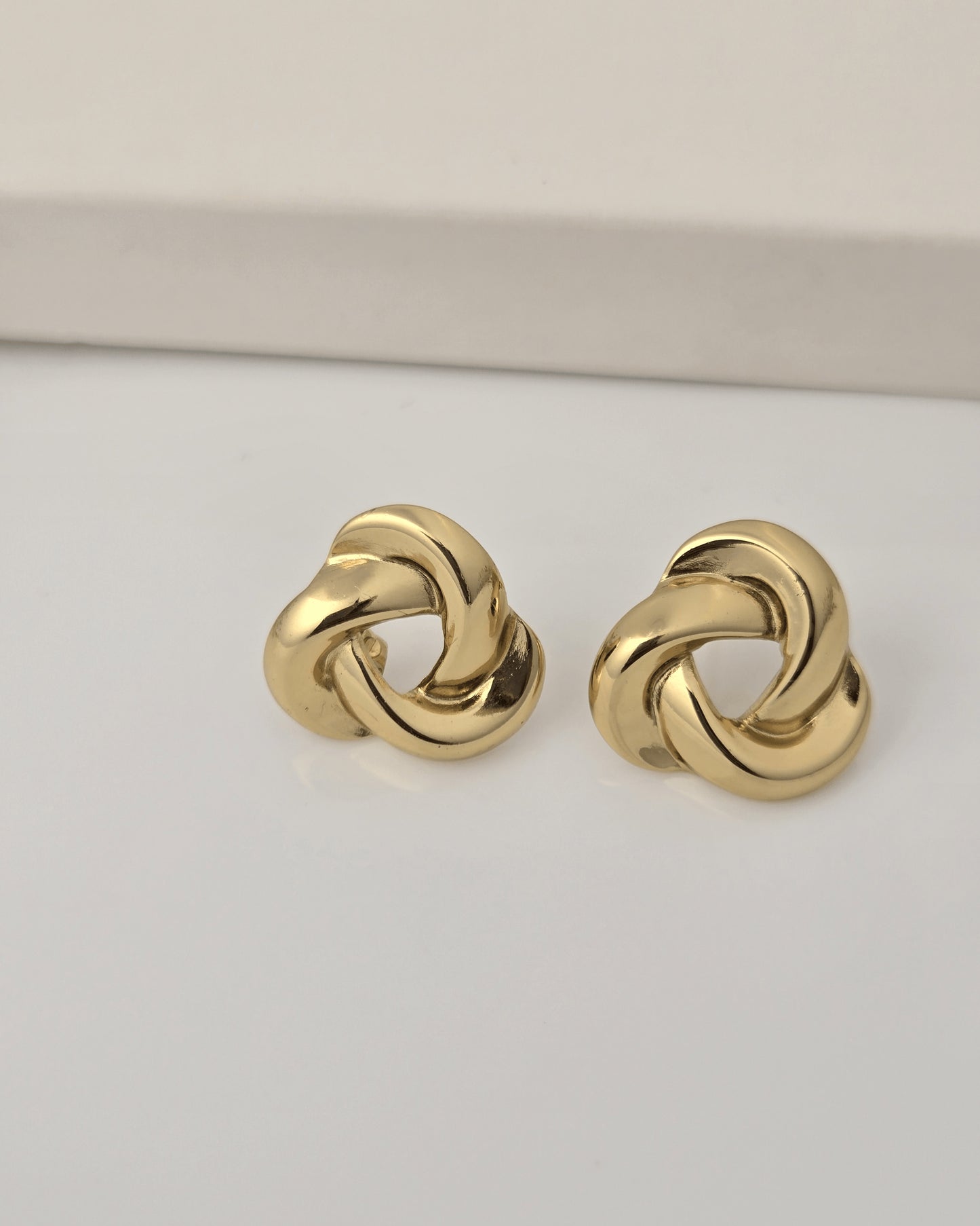 Golden Knot Twist Stud Earrings