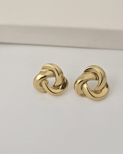 Golden Knot Twist Stud Earrings