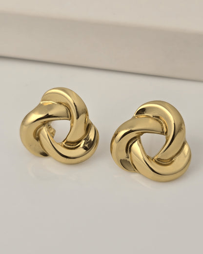 Golden Knot Twist Stud Earrings