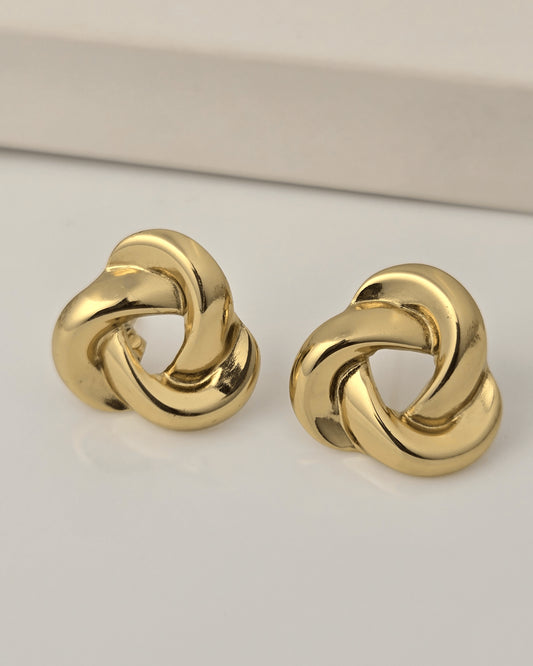 Golden Knot Twist Stud Earrings