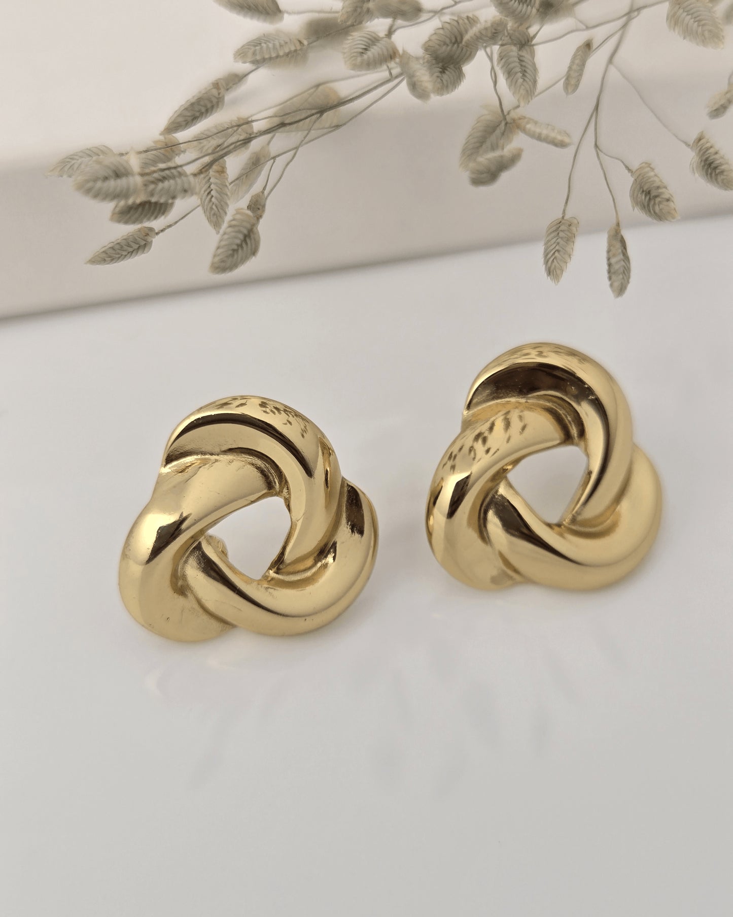 Golden Knot Twist Stud Earrings