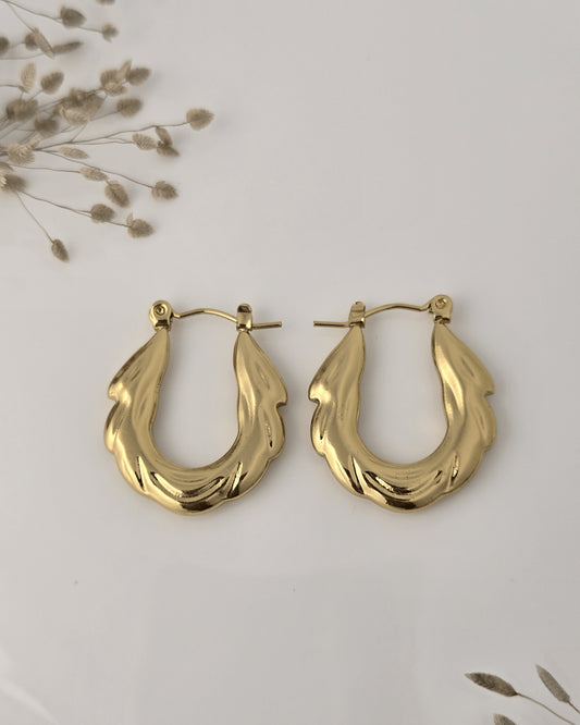 Golden Wave Sculpted Hoop Earrings