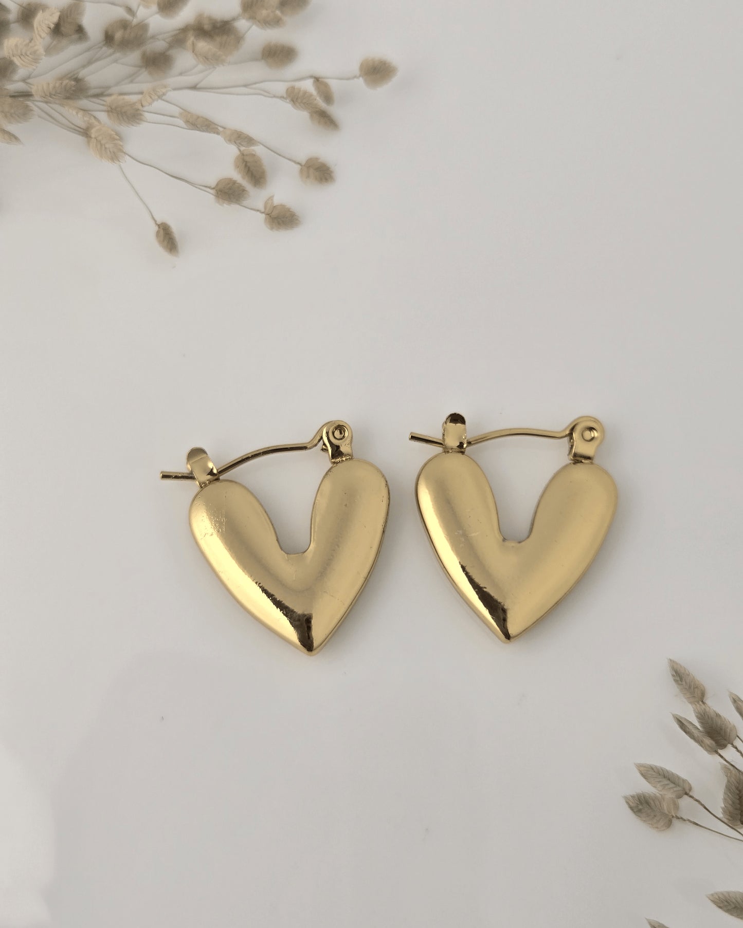 Golden Heart Hoop Earrings