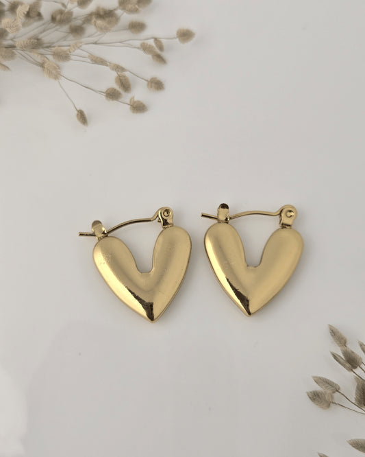 Golden Heart Hoop Earrings