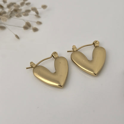Golden Heart Hoop Earrings