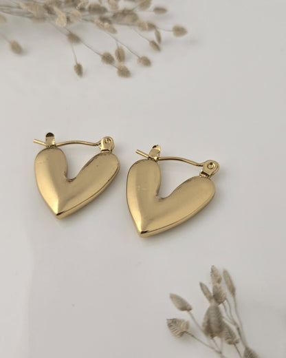 Golden Heart Hoop Earrings