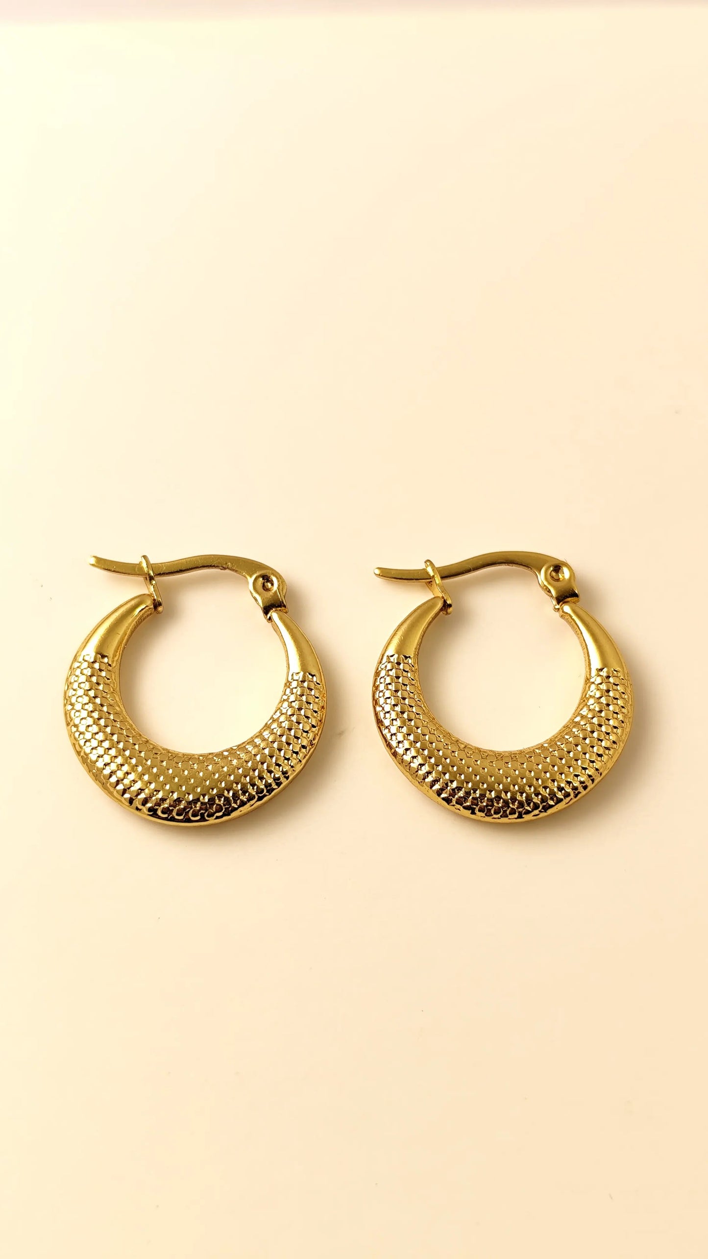 Gold Textured Hoop Earrings – Classic Everyday Hoops