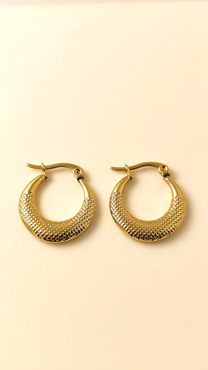 Gold Textured Hoop Earrings – Classic Everyday Hoops