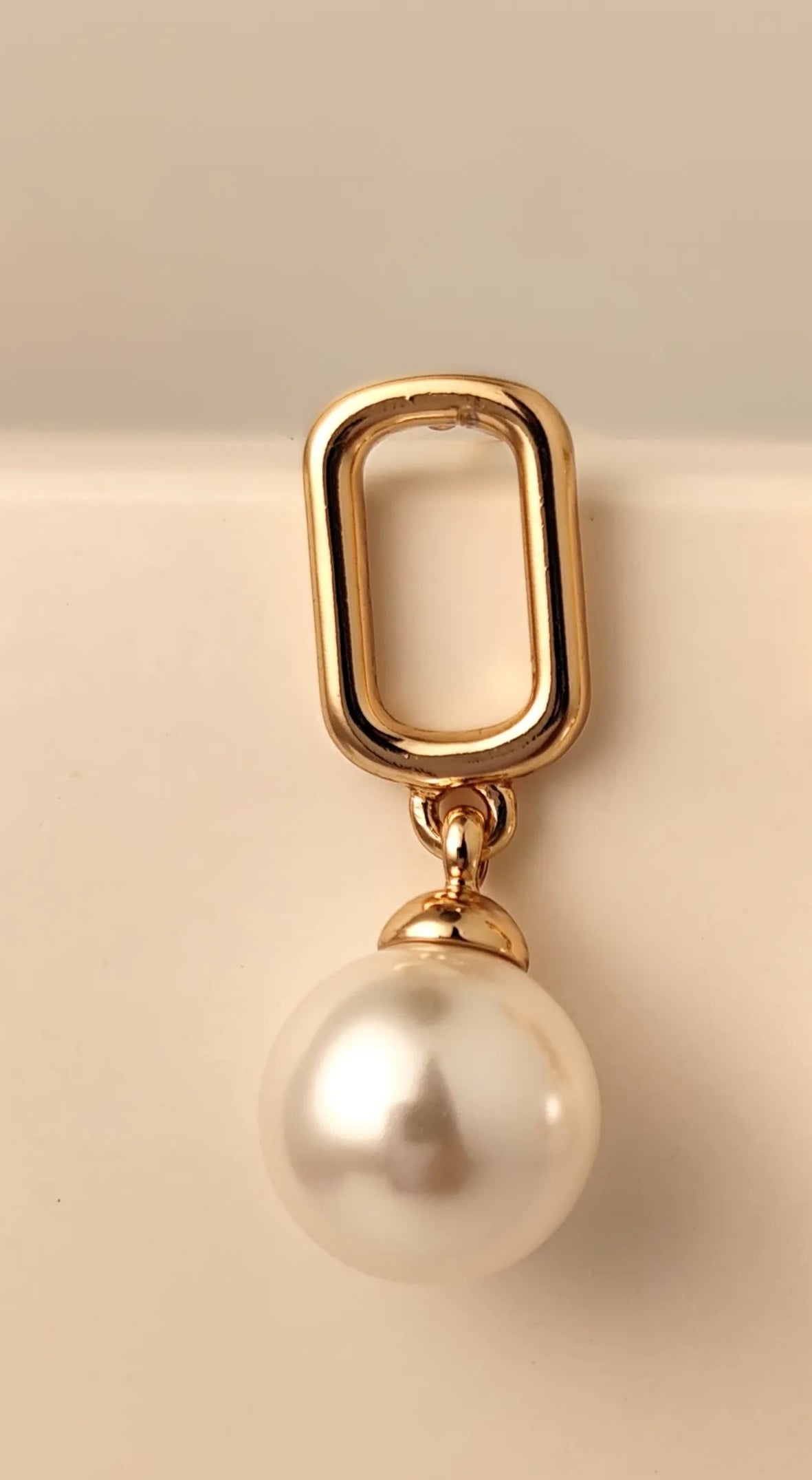 Rose Gold Rectangular Pearl Drop Earrings – Elegant Dangle Earrings