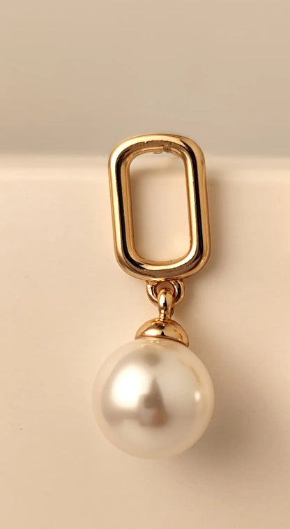 Rose Gold Rectangular Pearl Drop Earrings – Elegant Dangle Earrings