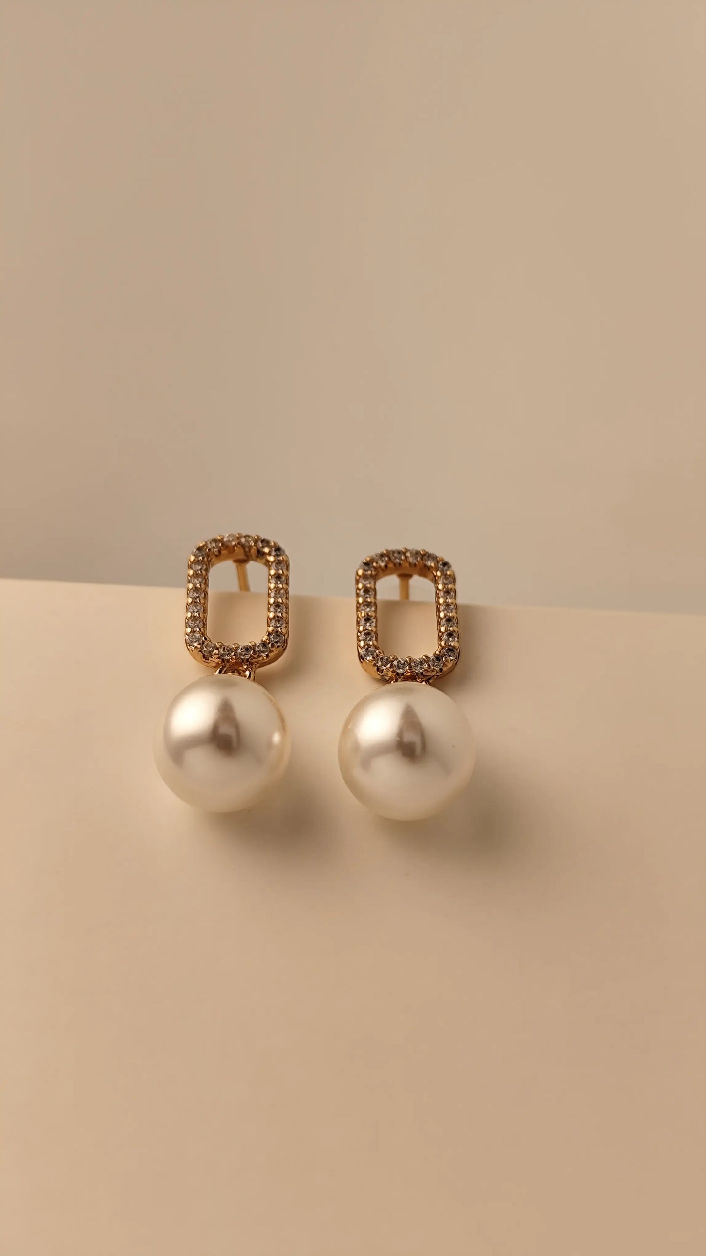Rose Gold Crystal Pearl Drop Earrings – Elegant Dangle Earrings