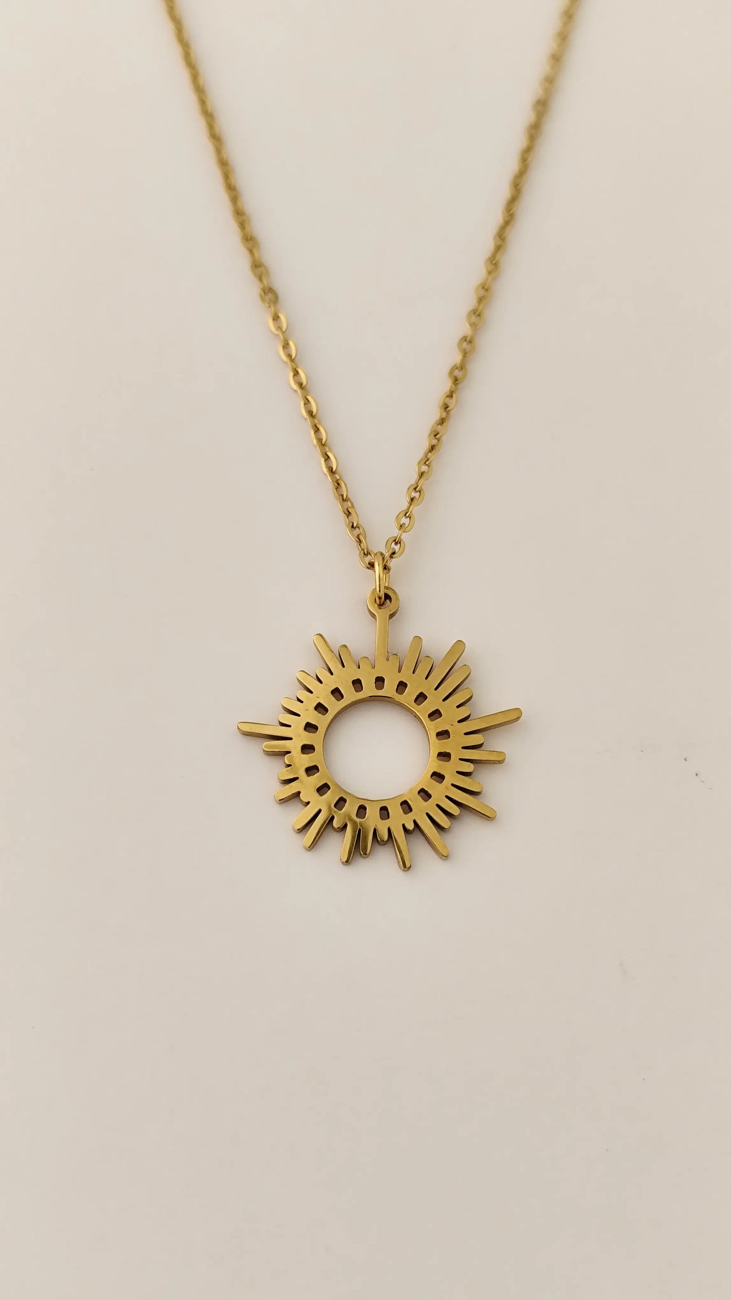 Gold Sunburst Pendant Necklace | Minimalist Radiant Charm | Vivoura Jewellery
