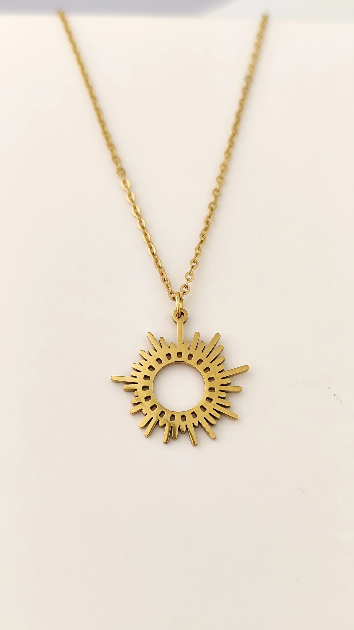 Gold Sunburst Pendant Necklace | Minimalist Radiant Charm | Vivoura Jewellery