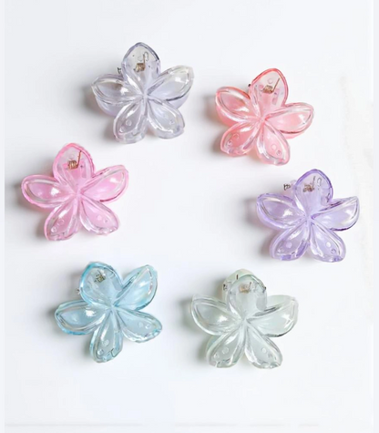 Dual Tone Pastel Flower Hair Claw Clips – Cute Transparent Acrylic Hair Accessories for Women & Girls