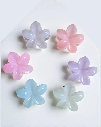 Dual Tone Pastel Flower Hair Claw Clips – Cute Transparent Acrylic Hair Accessories for Women & Girls